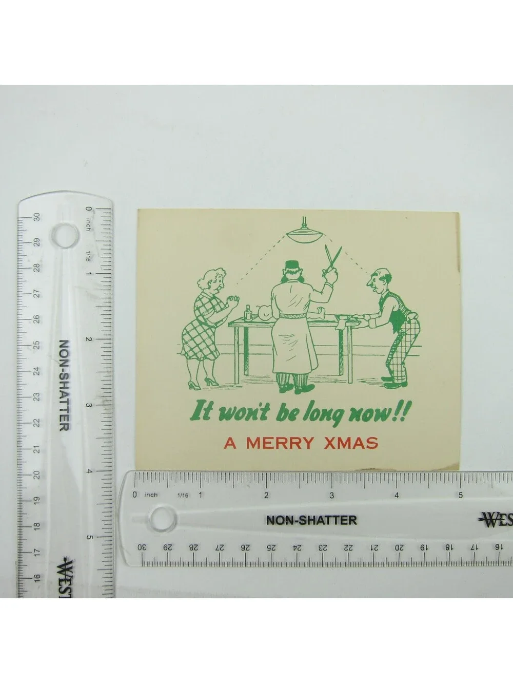 Christmas Card Comic Humor Baby Boy Circumcision Won't Be Long Risque Vintage